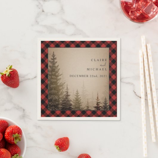 Buffalo Kariert Evergreen Trees Wedding Serviette (Beispiel)