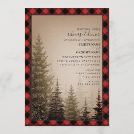 Buffalo Kariert Evergreen Wedding Probe Dinner Einladung