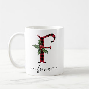 Buffalo Kariert F Monogram Weihnachtskaffee Tasse