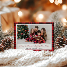 Buffalo Kariert Family Foto Grußkarte