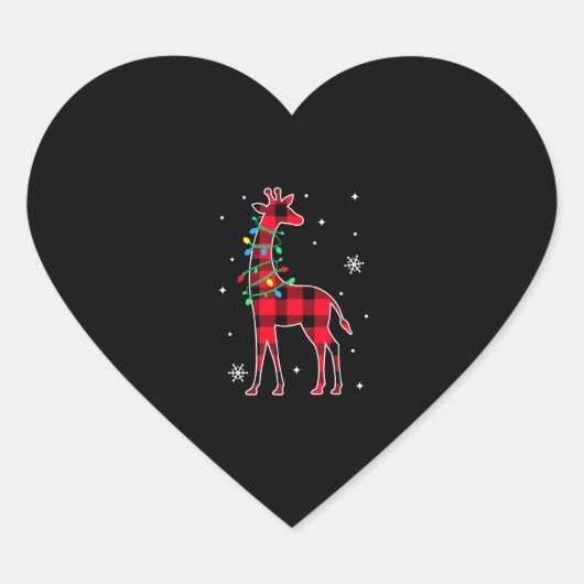 Buffalo Kariert Family Matching Giraffe Weihnachte Herz-Aufkleber (Vorderseite)