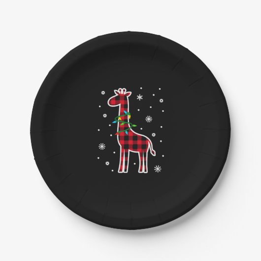 Buffalo Kariert Family Matching Giraffe Weihnachte Pappteller (Vorderseite)