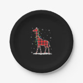 Buffalo Kariert Family Matching Giraffe Weihnachte Pappteller (Vorderseite)