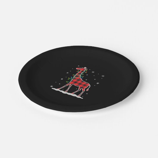 Buffalo Kariert Family Matching Giraffe Weihnachte Pappteller (Schrägansicht)