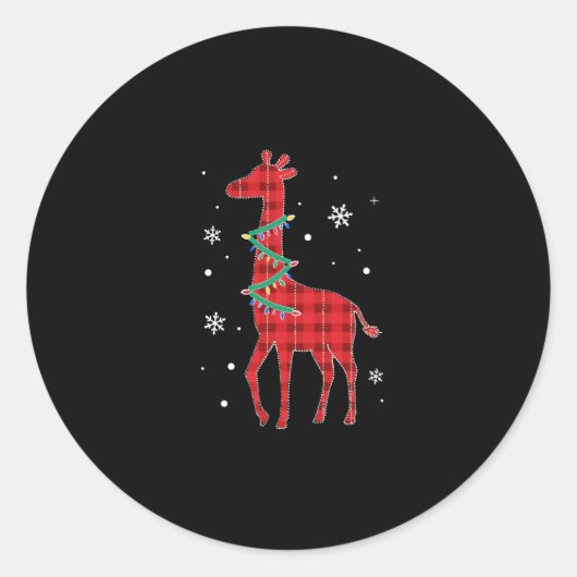 Buffalo Kariert Family Matching Giraffe Weihnachte Runder Aufkleber (Vorderseite)