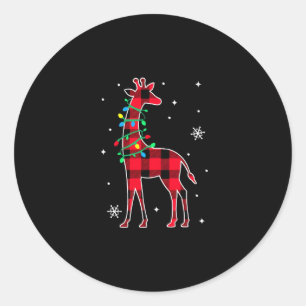 Buffalo Kariert Family Matching Giraffe Weihnachte Runder Aufkleber