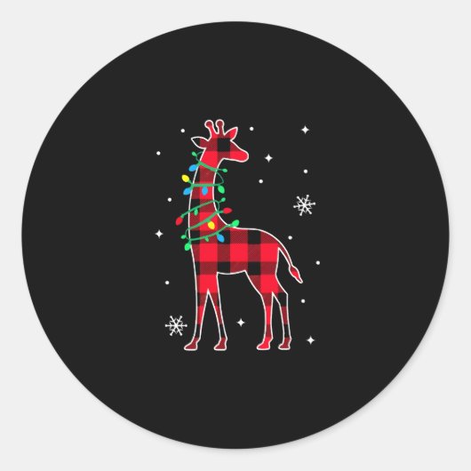 Buffalo Kariert Family Matching Giraffe Weihnachte Runder Aufkleber (Vorderseite)