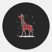 Buffalo Kariert Family Matching Giraffe Weihnachte Runder Aufkleber (Vorderseite)