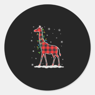 Buffalo Kariert Family Matching Giraffe Weihnachte Runder Aufkleber
