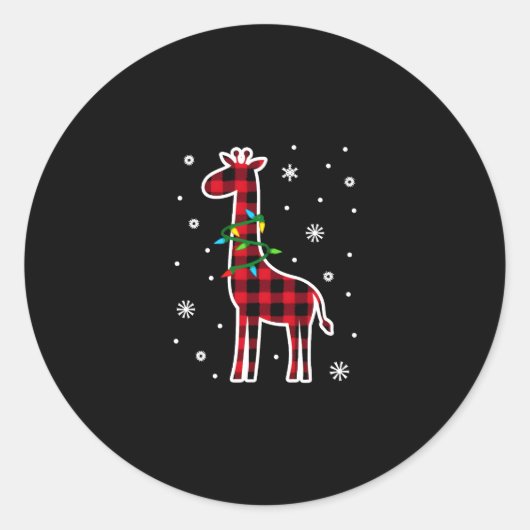 Buffalo Kariert Family Matching Giraffe Weihnachte Runder Aufkleber (Vorderseite)
