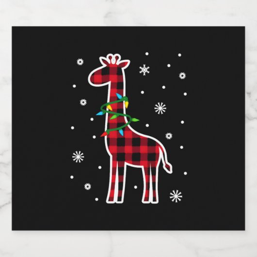 Buffalo Kariert Family Matching Giraffe Weihnachte Schaumweinetikett (Einzelnes Label)