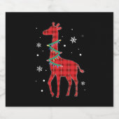 Buffalo Kariert Family Matching Giraffe Weihnachte Schaumweinetikett (Einzelnes Label)