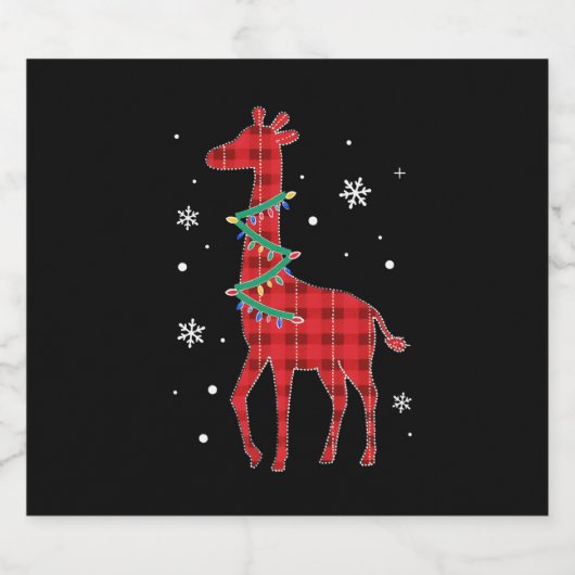 Buffalo Kariert Family Matching Giraffe Weihnachte Schaumweinetikett (Einzelnes Label)
