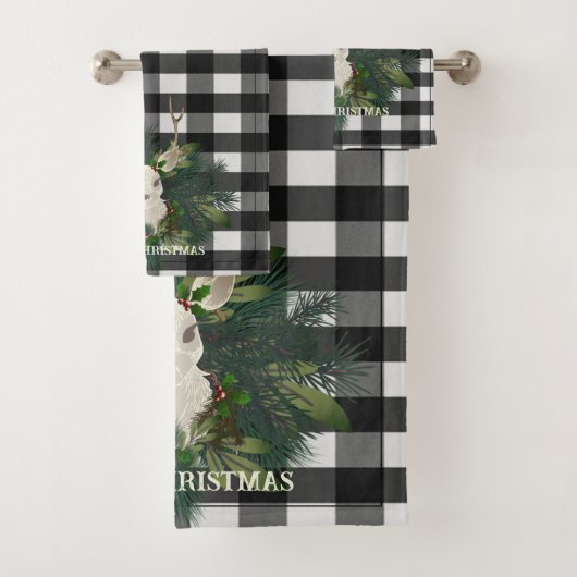 Buffalo Kariert Festivals Rentierfest Weihnachtsfe Badhandtuch Set (Insitu)