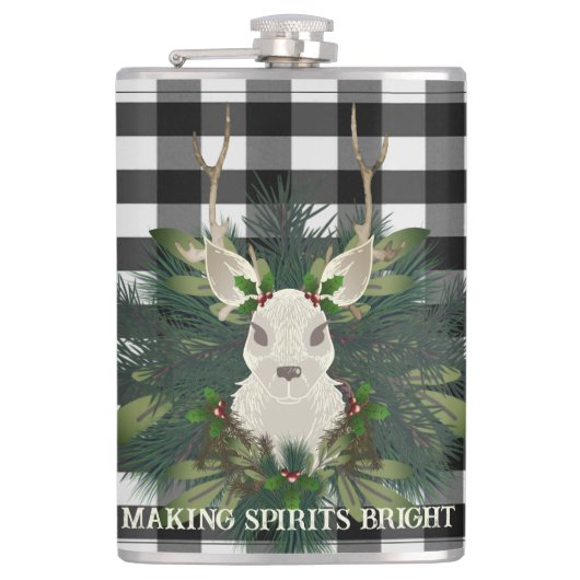 Buffalo Kariert Festivals Weihnachten Flachmann (Vorderseite)