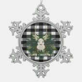 Buffalo Kariert Festivals Weihnachten Schneeflocken Zinn-Ornament (Vorderseite)