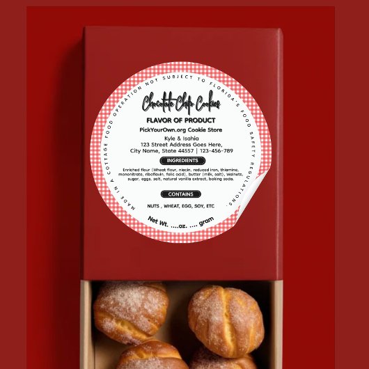 Buffalo kariert Florida Hütte Lebensmitteletikett Runder Aufkleber