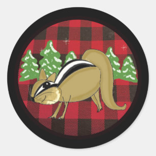 Buffalo Kariert Forest Chipmunk Round Sticker