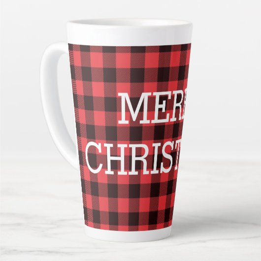 Buffalo Kariert Frohe Weihnachten Custom Milchtasse (Linke Ecke)