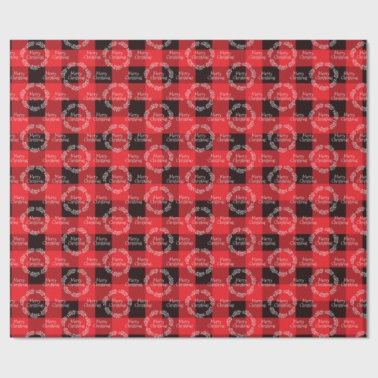Buffalo Kariert Frohe Weihnachten Geschenkpapier (Flach)