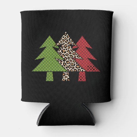 Buffalo Kariert frohe Weihnachtsbaumfamilie Matchi Dosenkühler (Vorderseite)