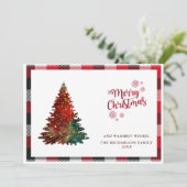 Buffalo Kariert Frohe Weihnachtsbaumkarte Feiertagskarte (Stehend Vorderseite)