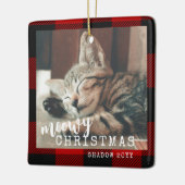 Buffalo Kariert Frohe Weihnachtsmann Keramikornament (Links)