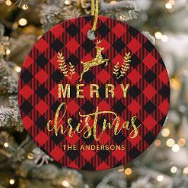 Buffalo Kariert Frohe Weihnachtsmonogramm Keramik Ornament