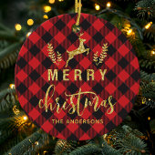 Buffalo Kariert Frohe Weihnachtsmonogramm Keramik Ornament