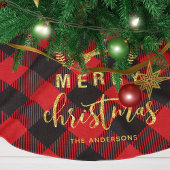 Buffalo Kariert Frohe Weihnachtsmonogramm Polyester Weihnachtsbaumdecke