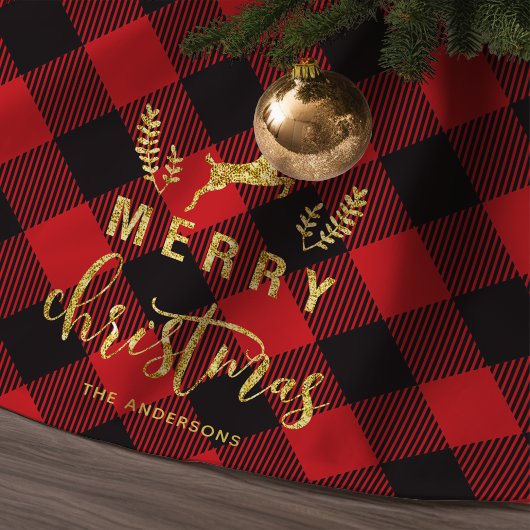 Buffalo Kariert Frohe Weihnachtsmonogramm Polyester Weihnachtsbaumdecke