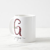 Buffalo Kariert G Monogram Weihnachtskaffee Tasse (Vorderseite Links)