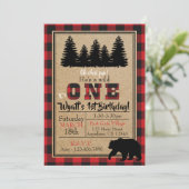 Buffalo Kariert Geburtstagseinladung Einladung (Stehend Vorderseite)