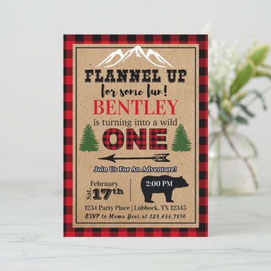 Buffalo Kariert Geburtstagseinladung Einladung (Stehend Vorderseite)