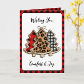 Buffalo Kariert, Gingham und Leopard Print Christm Karte (Gelbe Blume)