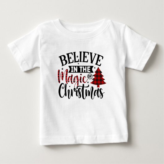 Buffalo Kariert Glaube an die Magie der Weihnachts Baby T-shirt (Vorderseite)