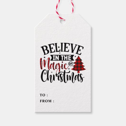 Buffalo Kariert Glaube an die Magie der Weihnachts Geschenkanhänger (Vorderseite)