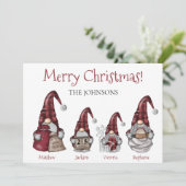 Buffalo Kariert Gnome Familie Personalisiert Weihn (Stehend Vorderseite)