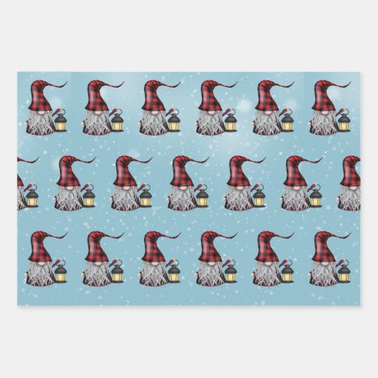 Buffalo Kariert Gnomes Geschenkpapier Set (Vorderseite 2)