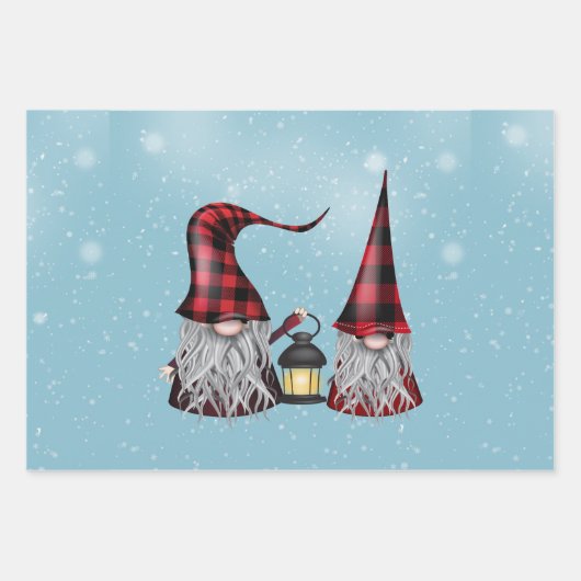 Buffalo Kariert Gnomes Geschenkpapier Set (Vorderseite)