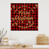 Buffalo Kariert Gold Script Family Frohe Weihnacht Poster (Küche)