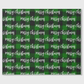Buffalo Kariert Green Frohe Weihnachtstext Geschenkpapier (Flach)