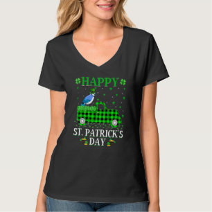 Buffalo Kariert Green Truck Blue Jay Bird St Patri T-Shirt