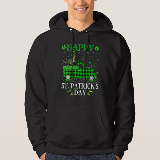 Buffalo Kariert Green Truck Dinosaur T Rex St. Pat Hoodie (Vorderseite)