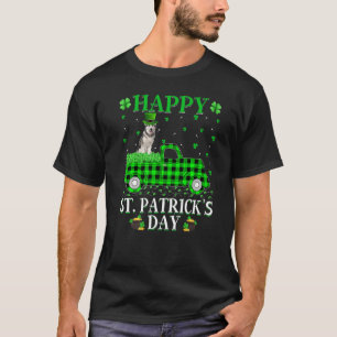 Buffalo Kariert Green Truck Malamute Dog St. Patri T-Shirt