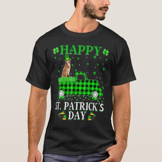 Buffalo Kariert Green Truck Spaniel Dog St Patrick T-Shirt (Vorderseite)