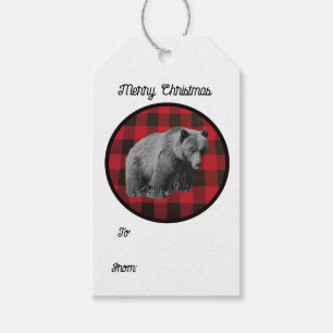 Buffalo Kariert Grizzly Bar BW Gift Tags Geschenkanhänger