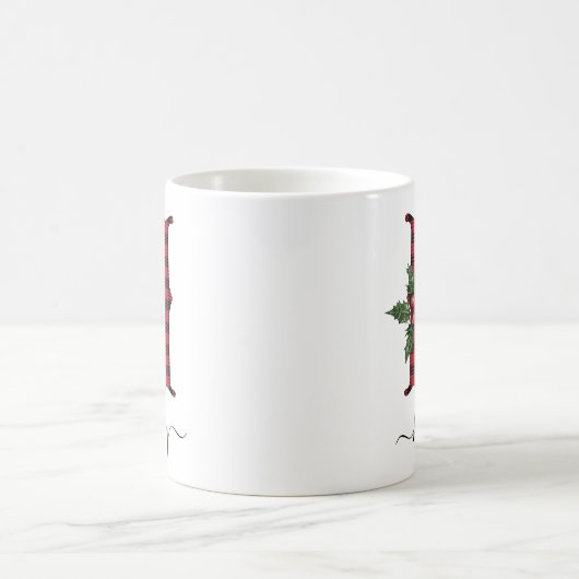 Buffalo Kariert H Monogram Weihnachtskaffee Tasse (Mittel)