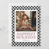 Buffalo Kariert Happiest Holidays Foto Feiertagskarte (Vorderseite)