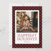 Buffalo Kariert Happiest Holidays Foto Feiertagskarte (Vorderseite)